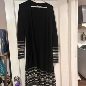 Long, black and grey sweater